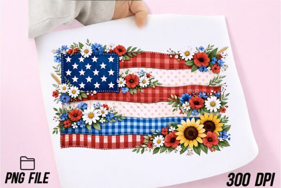 American Flag Floral PNG: Patriotic Design for Modern Creators