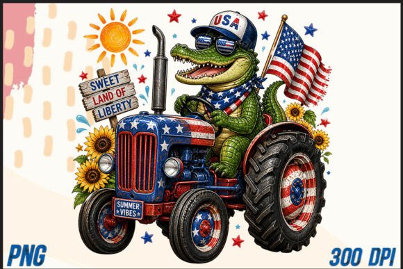 Capturing Coastal Summer: The Summer Tractor with Alligator PNG Design
