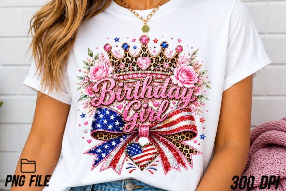 Celebrate with Style: The Birthday Girl Png Floral 4th of July PNG