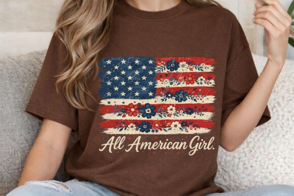 Floral USA Flag Design: A Patriotic PNG Asset