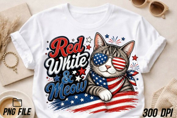 Patriotic Red White & Meow: A Playful Take on American Pride