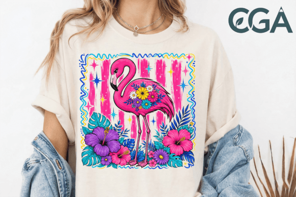 Pink Flamingo Floral Retro Preppy Png: A Tropical Design Asset