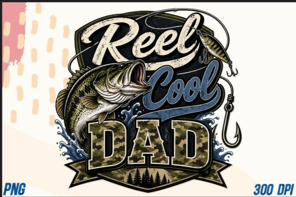 Reel Cool Dad Fishing Camo PNG: A Design Asset for Outdoor Brands