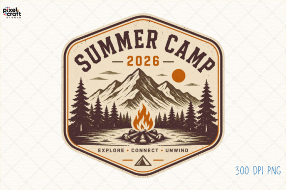 Summer Camp 2026 Vintage Campfire PNG: Ignite Your Outdoor Brand